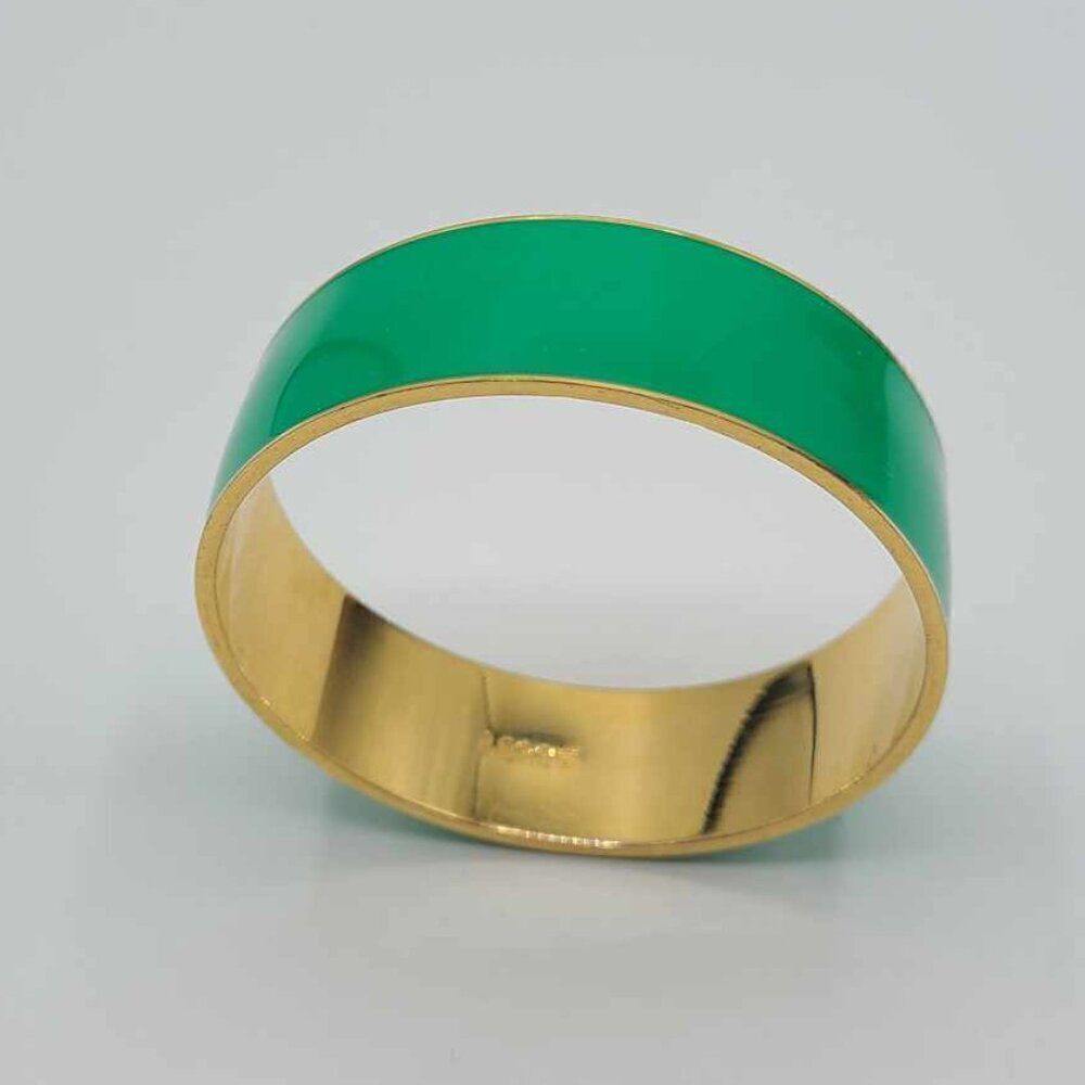 J Crew Emerald Green Gold Plated Enamel Brass Bangle